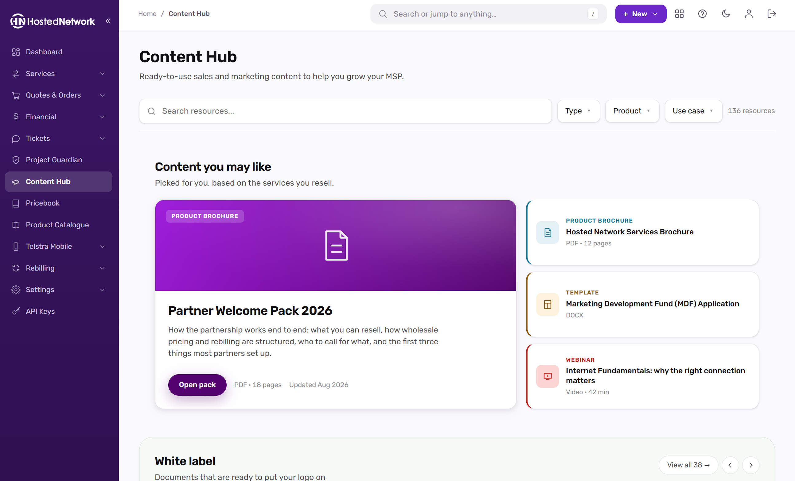 Hosted Network Partner Portal